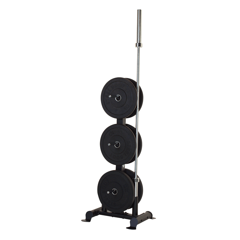 Inspire Fitness Bumper Plate Tree with weight plates and olympic bar | Fitness Experience