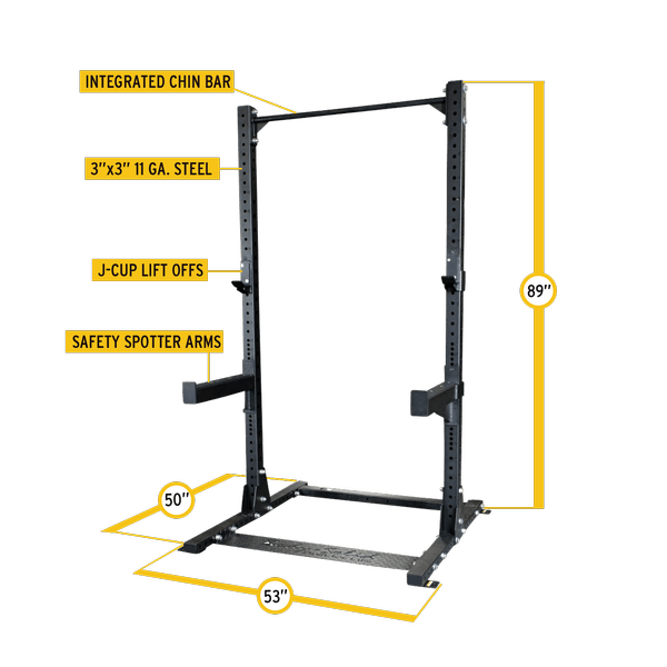 Body-Solid SPR500 Commercial Half Rack view with descriptions | Fitness Experience
