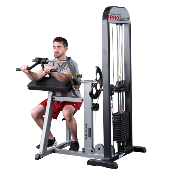 Body-Solid Pro Select Biceps and Triceps Machine view in use | Fitness Experience