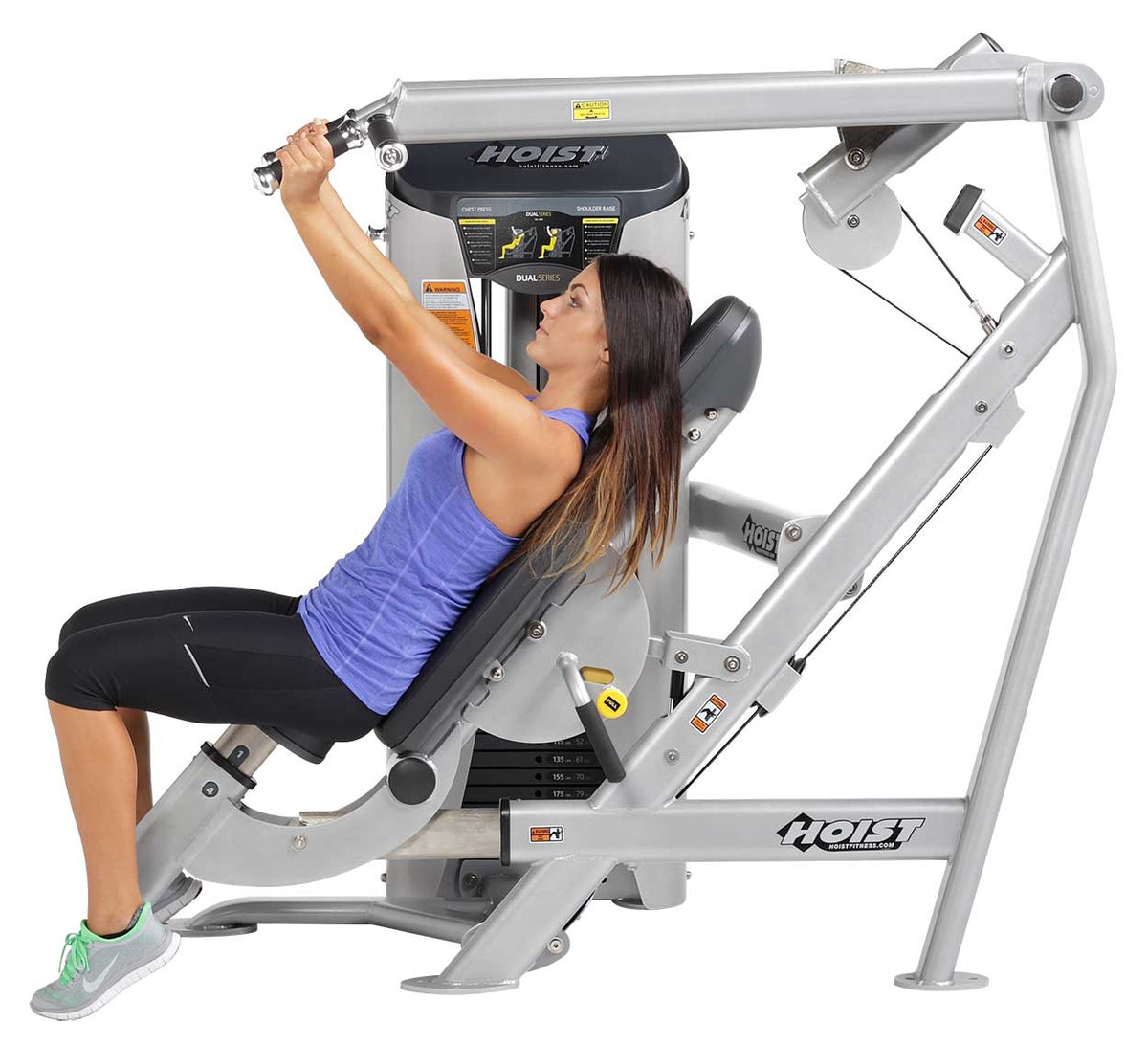 Hoist Fitness HDG-3300 Chest/Shoulder Press view of shoulder press exercise | Fitness Experience