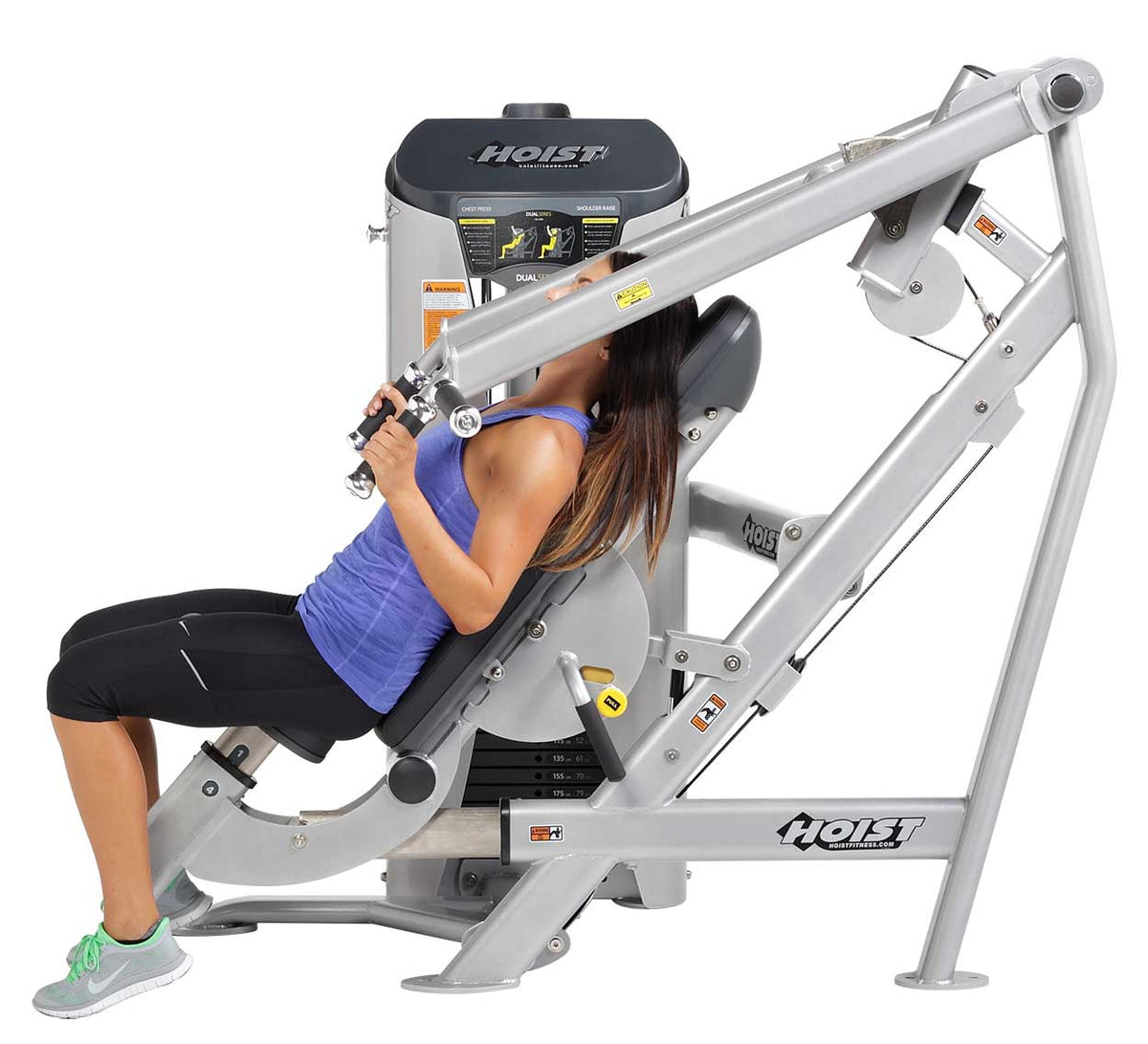 Hoist Fitness HD-3300 Chest/Shoulder Press view of shoulder press exercise | Fitness Experience