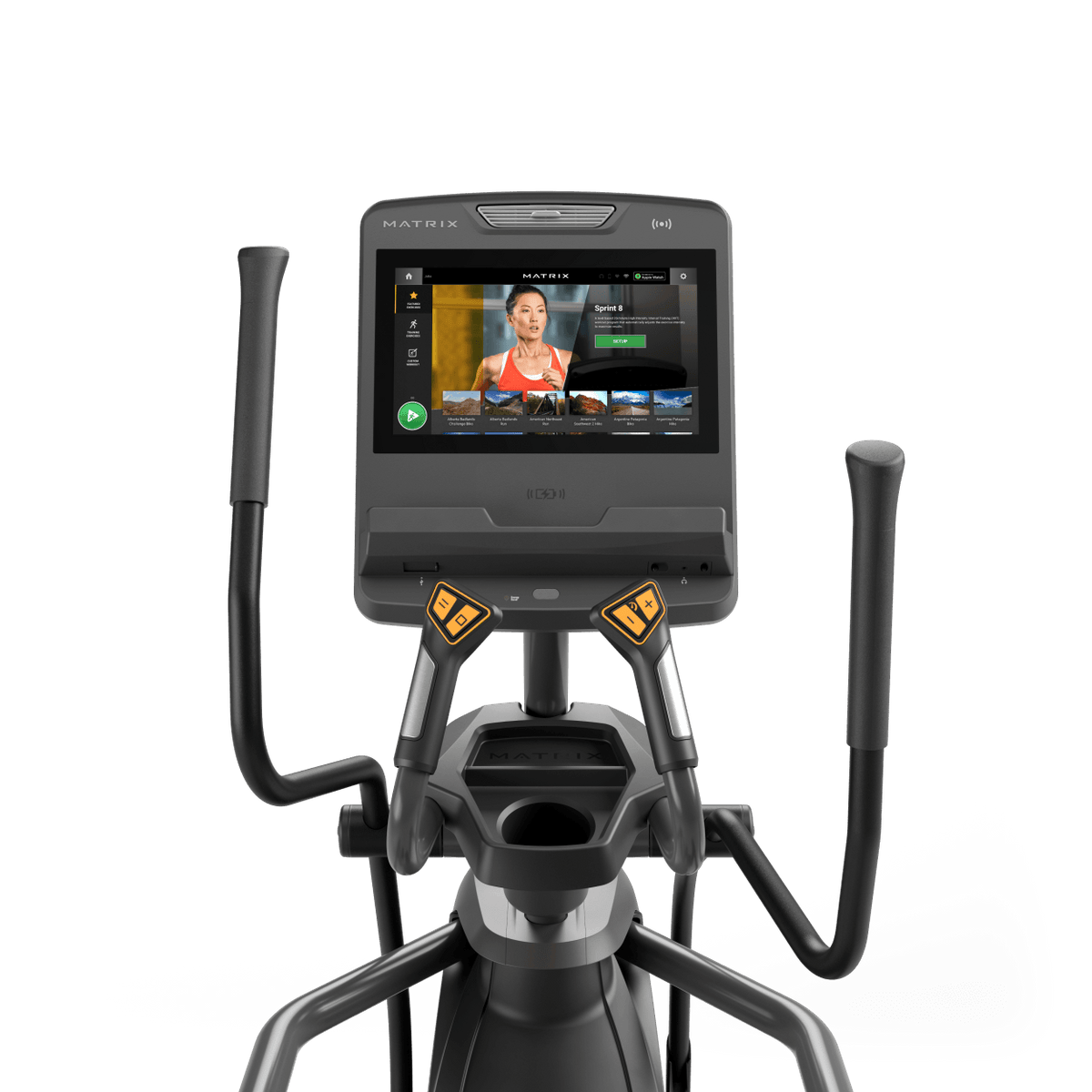 Matrix Fitness Lifestyle Elliptical with Touch Console view of console | Fitness Experience