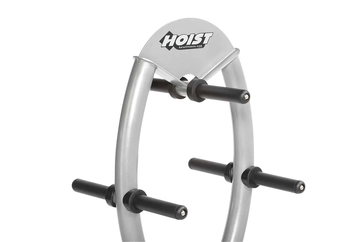 Hoist Fitness CF-3443 Olympic Plate Tree view of weight pegs | Fitness Experience