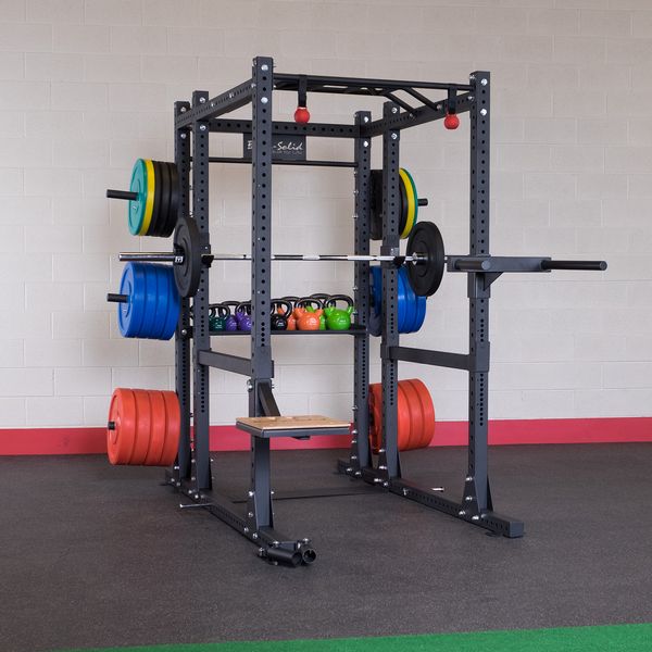 Body-Solid SPR1000 Commercial Power Rack full view with accessories | Fitness Experience 