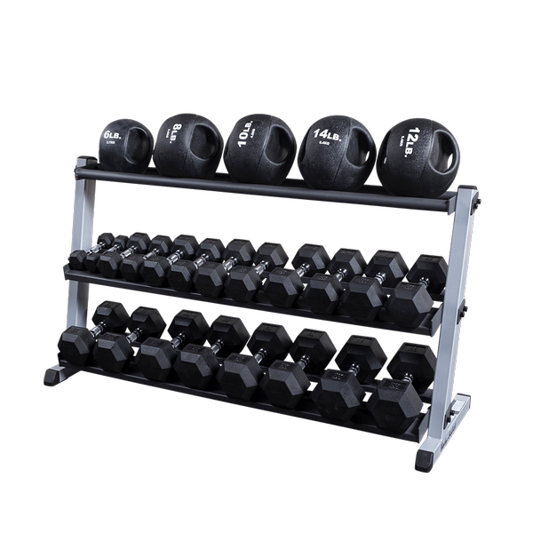 Body-Solid GMRT6 Optional Medicine Ball Shelf For GDR60 view with dual grip medicine ballsballs | Fitness Experience