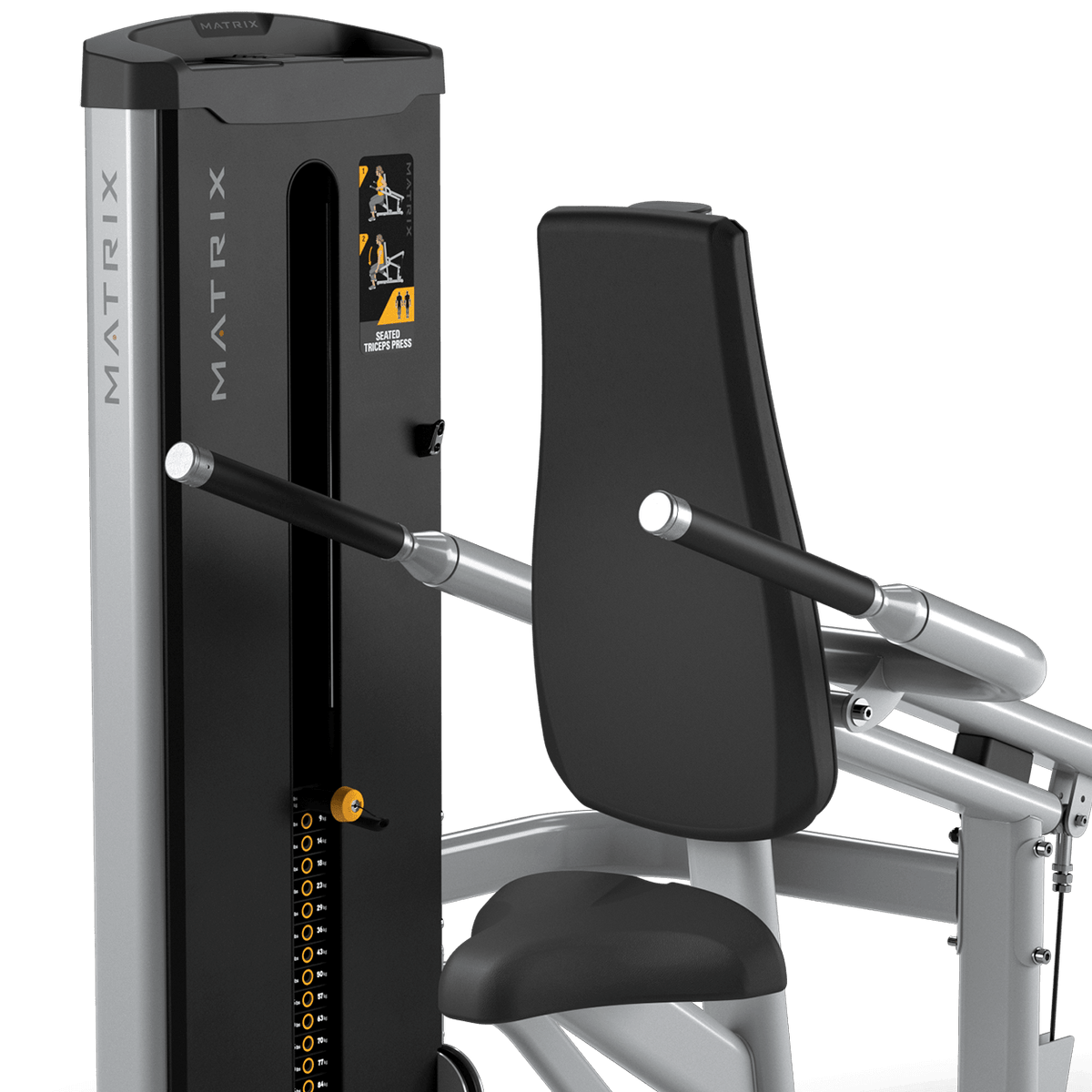 Matrix Fitness Go Series Seated Triceps Press seat view | Fitness Experience