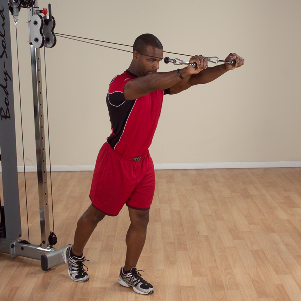 Body-Solid MB501 Stirrup Handle view attached to pulley | Fitness Experience