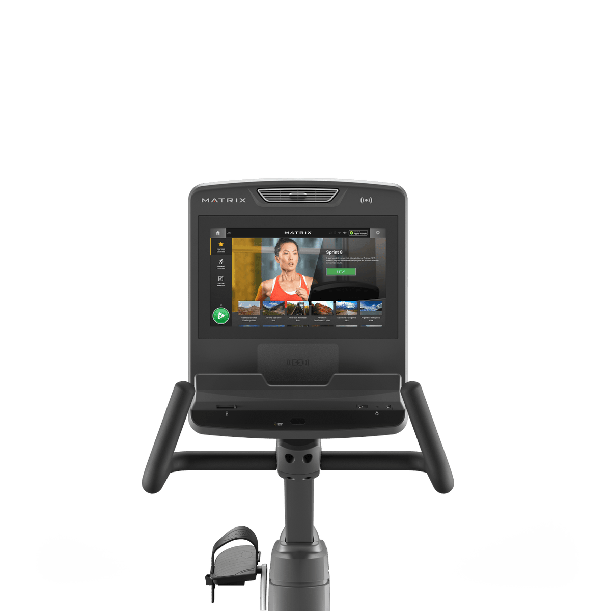 Matrix Fitness Endurance Recumbent Cycle with Touch Console view of console | Fitness Experience