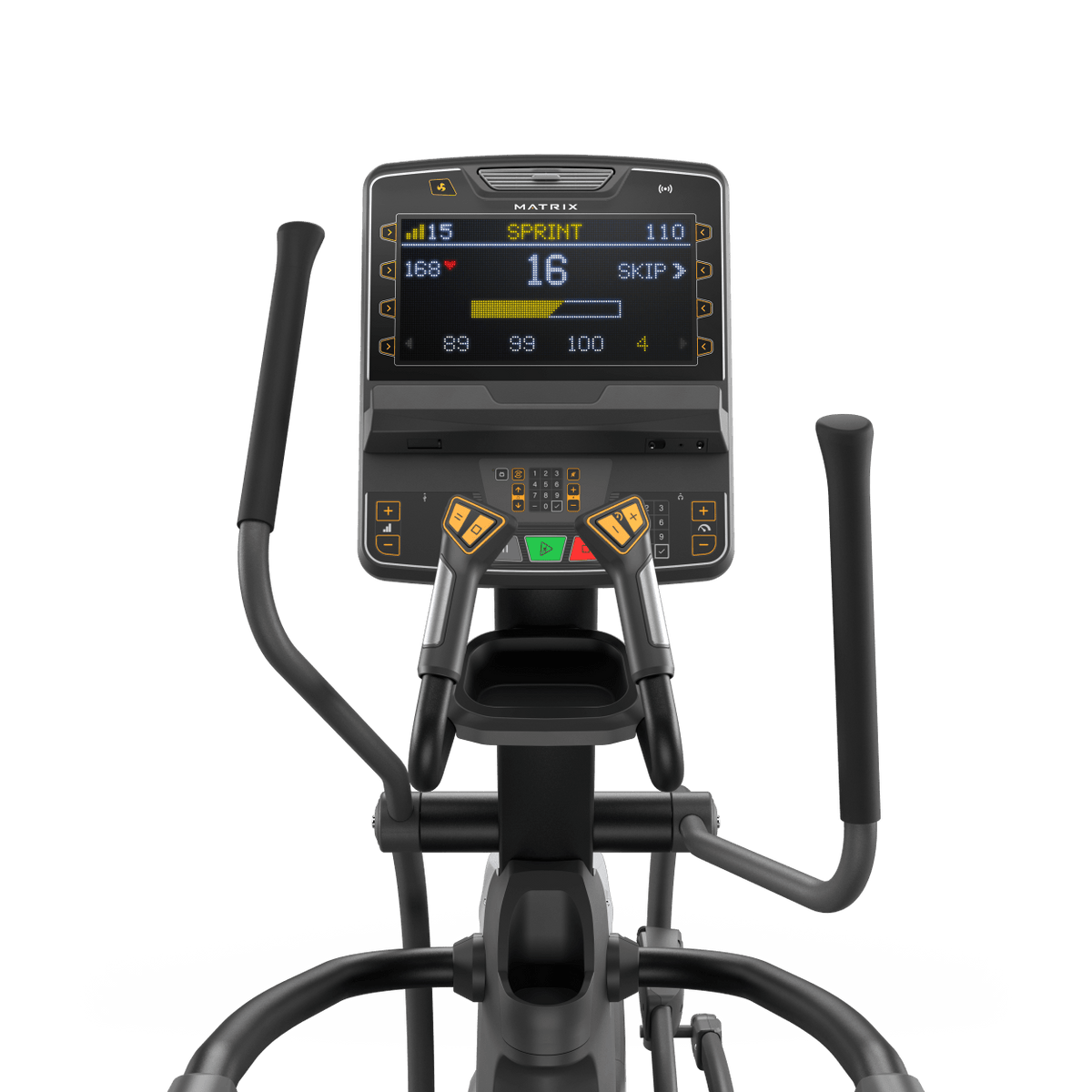 Matrix Fitness Endurance Elliptical with Premium LED Console view of console | Fitness Experience