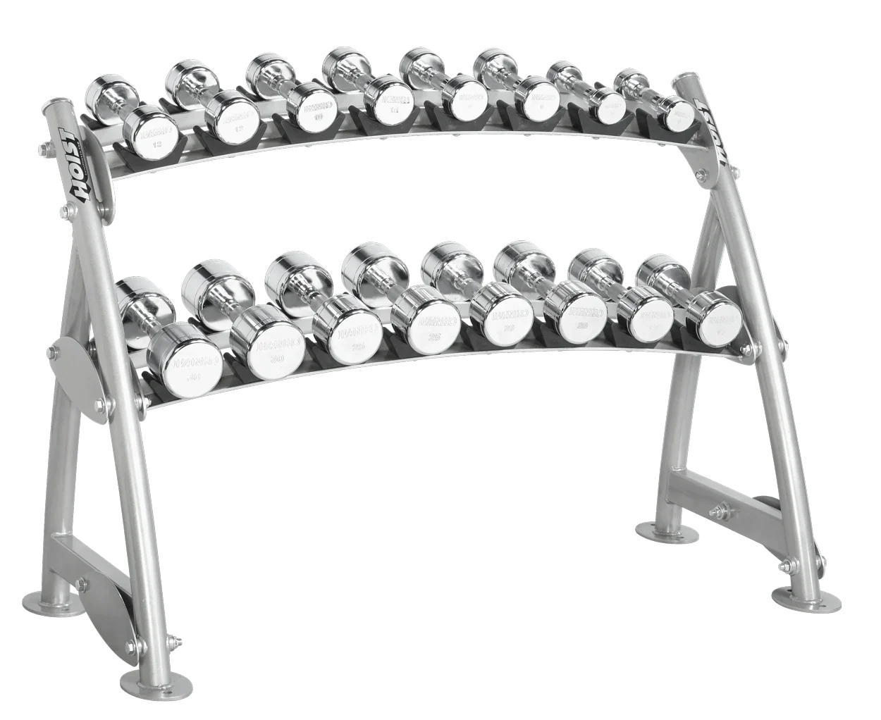 Hoist Fitness CF-3462-2 2-Tier Horizontal Beauty Bell Rack full view | Fitness Experience