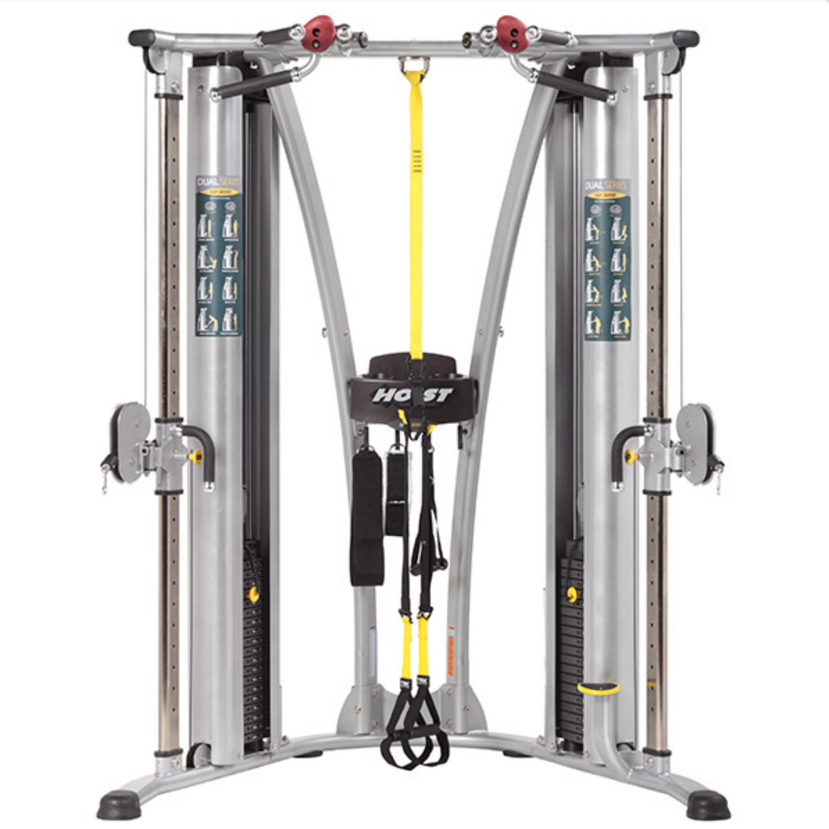 Hoist Fitness HD-3000 Dual Pulley Functional Trainer full view with TRX straps | Fitness Experience
