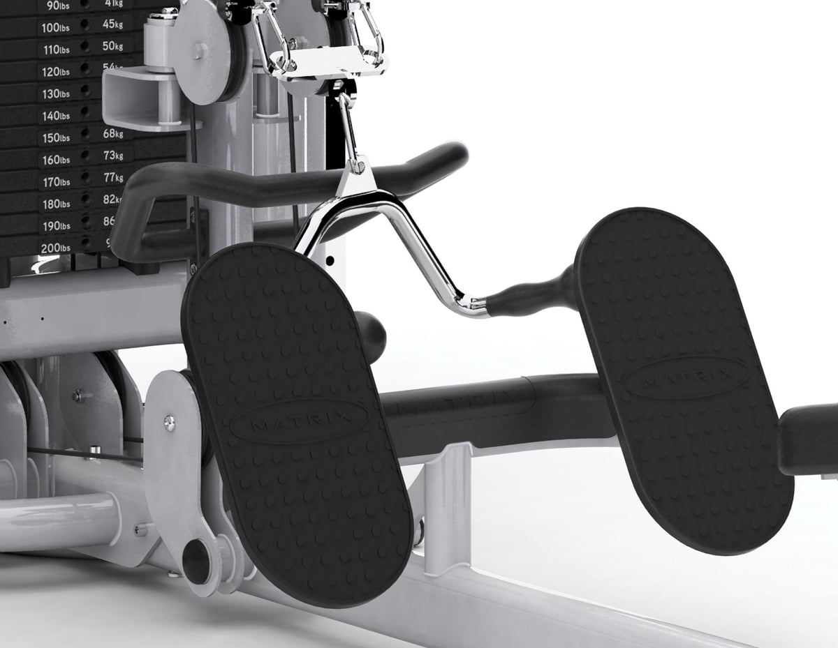 Matrix Fitness Aura  5-Stack Multi-Station foot pad view | Fitness Experience