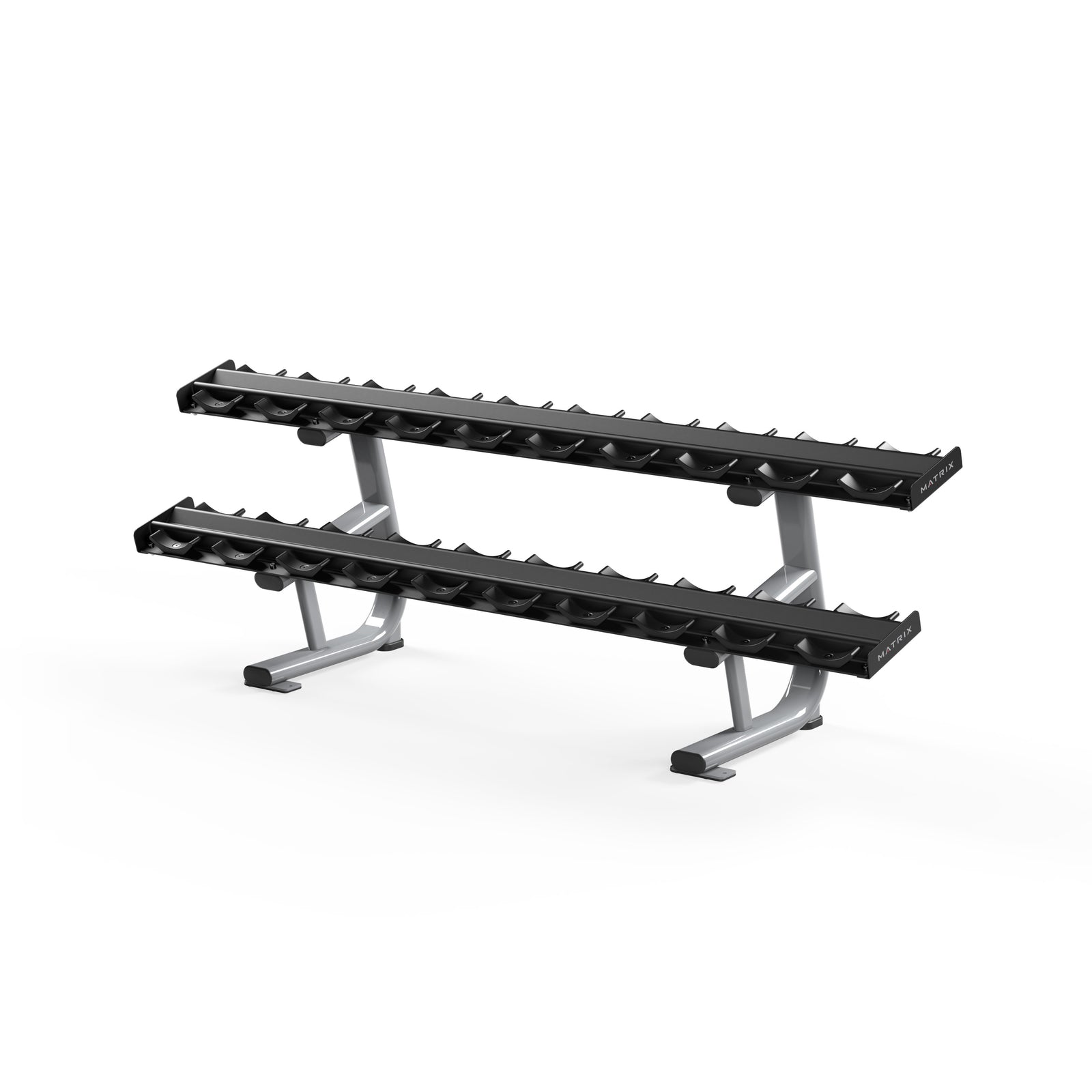 Matrix Fitness Magnum 10-Pair Pro-Style Dumbbell Rack full view | Fitness Experience