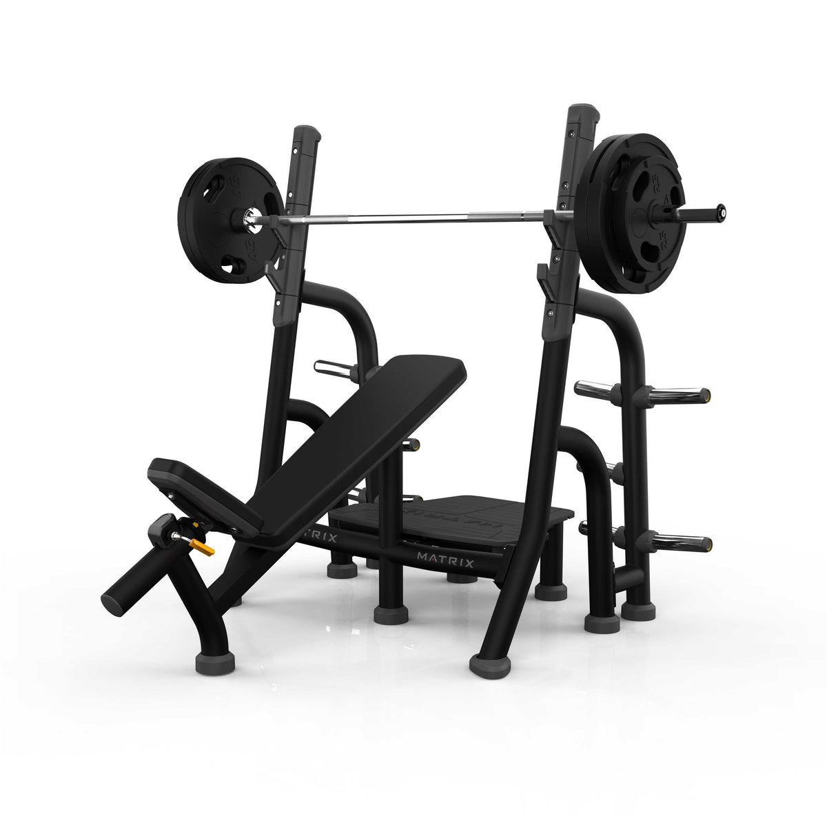 Matrix Fitness Magnum Olympic Incline Bench full view | Fitness Experience