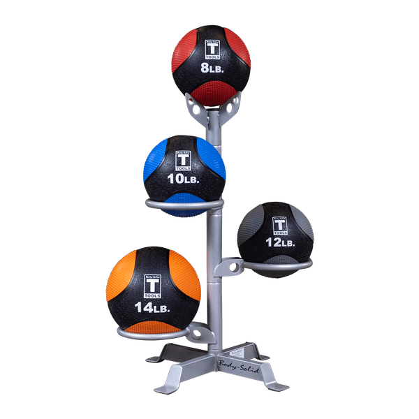 Body-Solid GMR5 Medicine Ball Rack view with balls | Fitness Experience