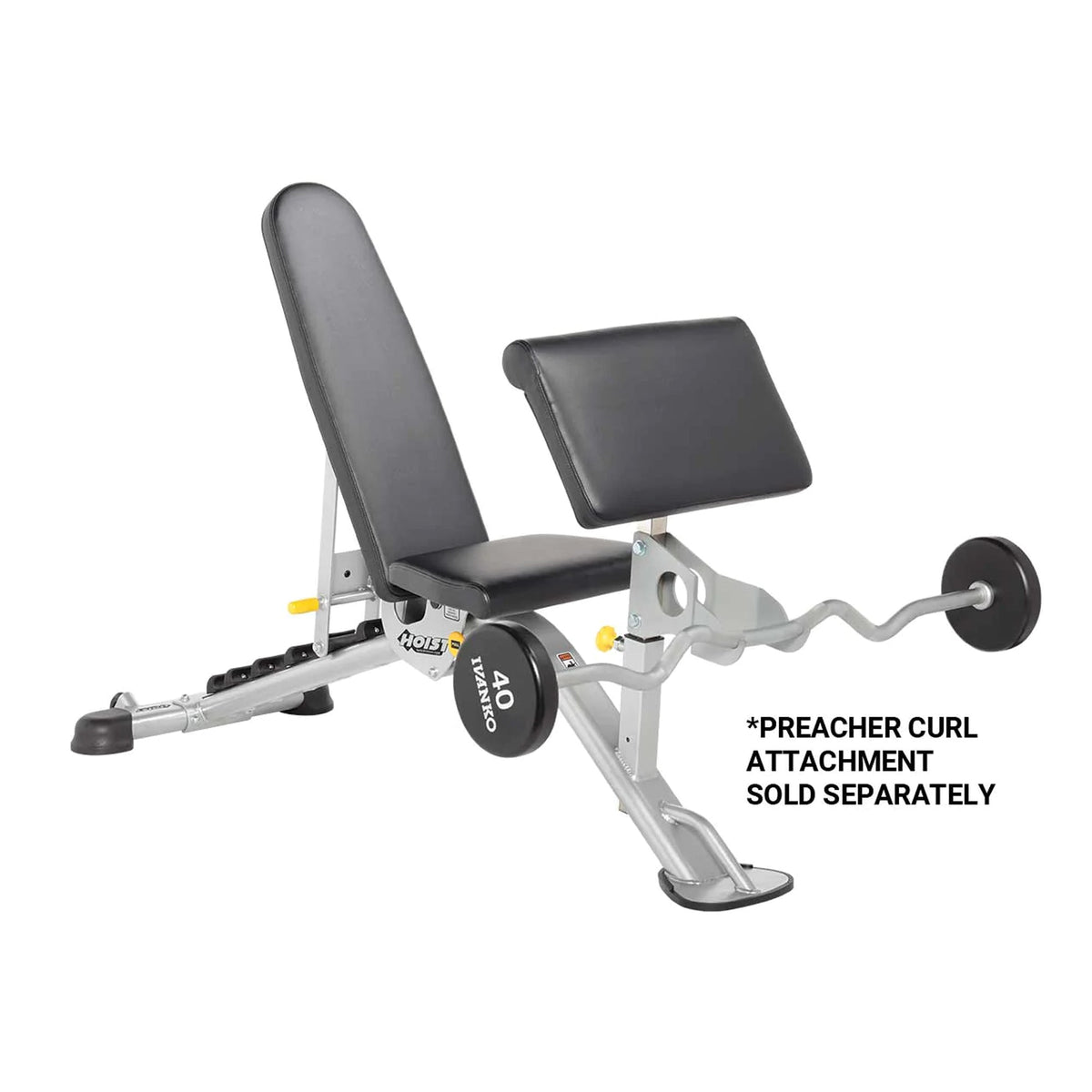 Hoist Fitness HF-5165 7 Position FID Bench with optional preacher curl and accessory storage stand | Fitness Experience